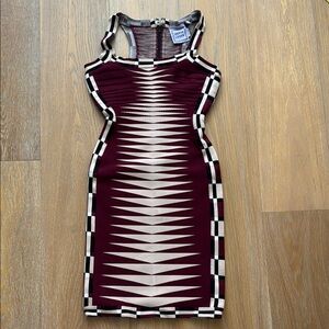 Herve Leger Karlie Geometric Print Short Dress in Beet Multi